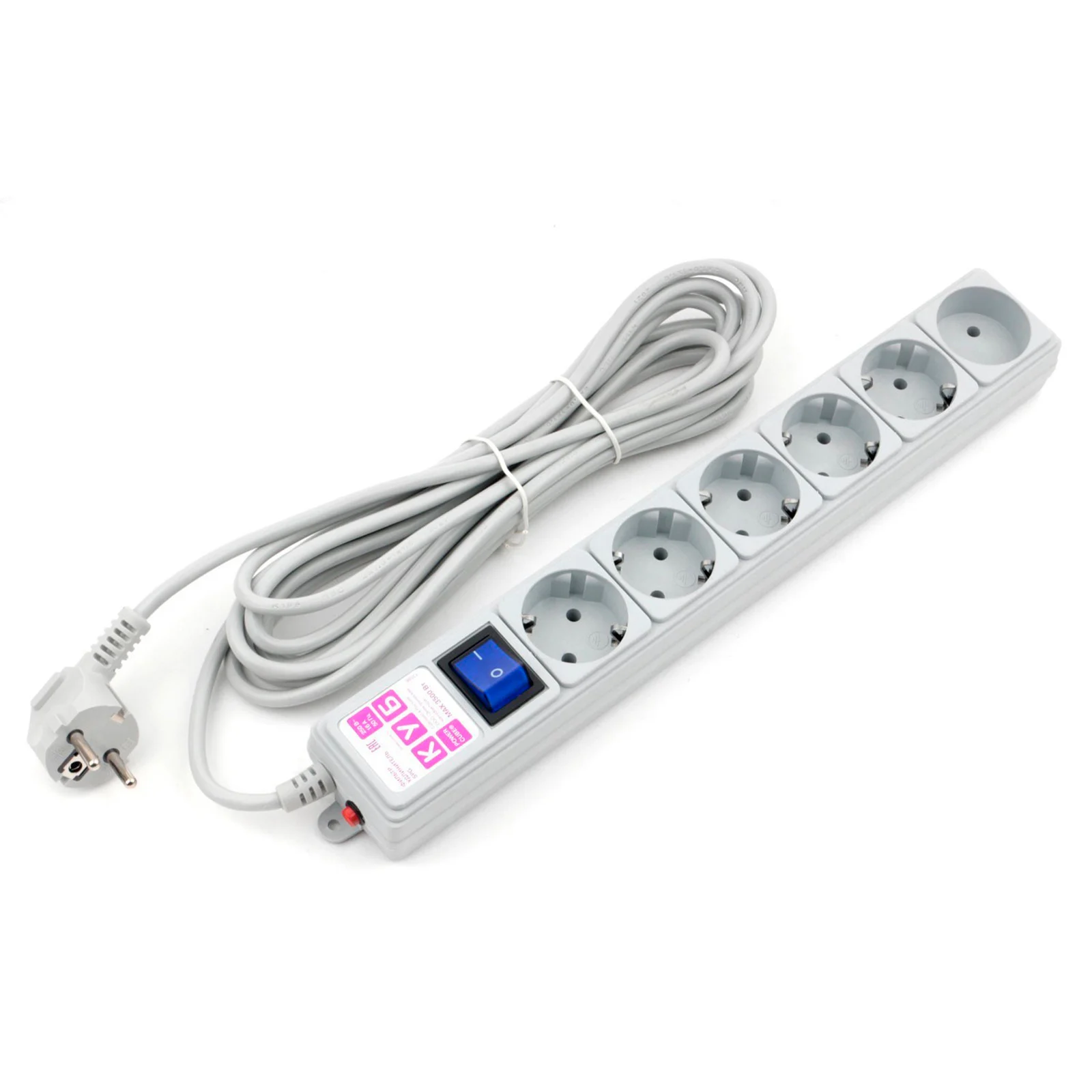 Сетевой фильтр Power Cube 5,0 м 6 розеток (серый) 16А/3,5кВт 1 Сетевой фильтр Power Cube 5