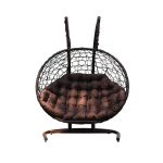 Кресло-кокон подвесное двухместное "Магна" коричневое с  коричневой подушкой