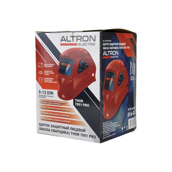 Сварочная маска ALTRON THOR 7001 PRO (4 сенсора; 1/1/1/2; 100х60мм; DIN 4/5-8/9-13) — изображение 5