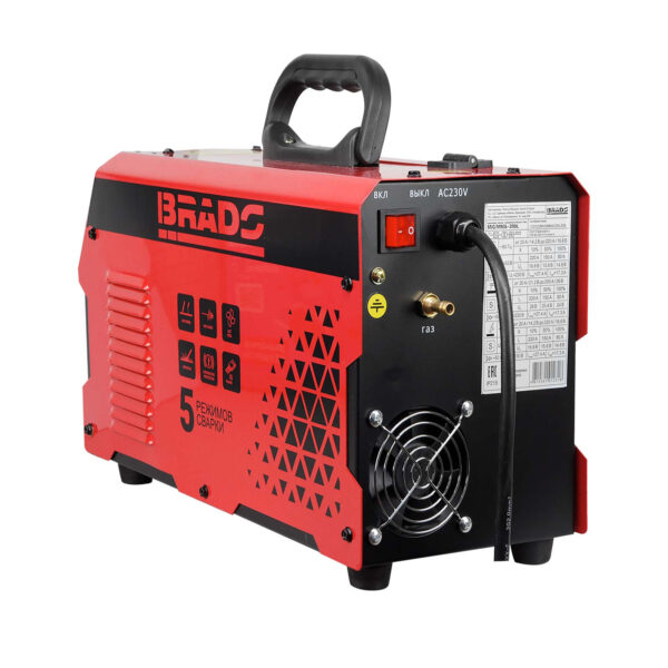 Полуавтомат сварочный BRADO MIG/MMA-250L-10 (250А; МИКРОПРОЦЕССОР; MIG/FLUX/MMA/TIG; еврорукав 3м) — изображение 3