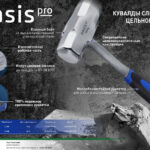 Кувалда цельнокованая Oasis Pro 1000г с обрезиненной рукояткой