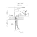 Смеситель латунный для раковины и умывальника "Oasis" L3005MSh_Pab (М6, 10,1см) 4 10