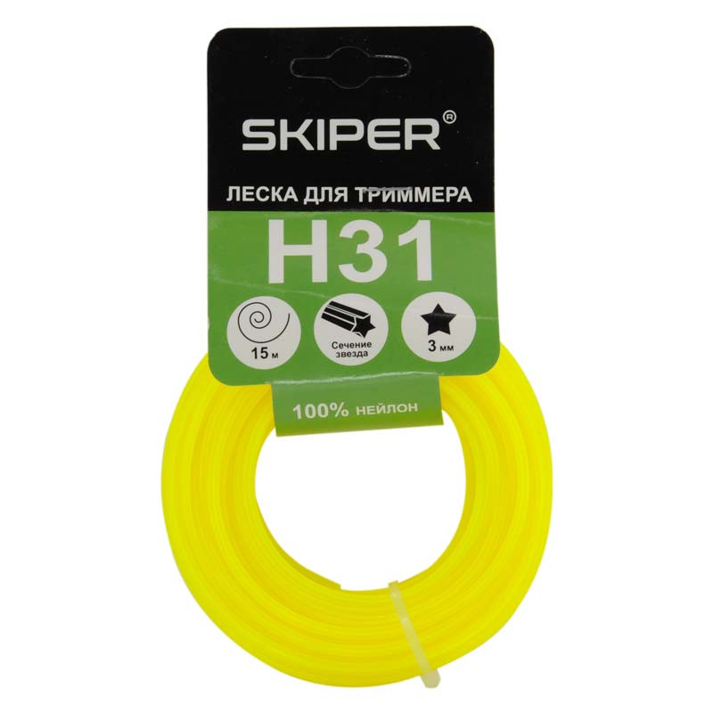 Леска SKIPER H31 (ф 3.0 мм х 15 м "звездочка", желт.) 1 Леска SKIPER H31 (ф 3.0 мм х 15 м "звездочка"