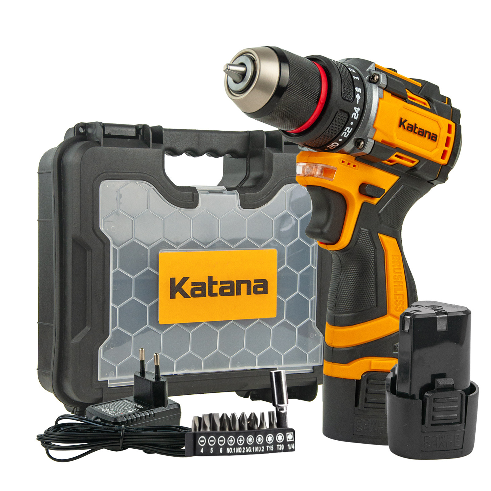 Дрель-шуруповерт аккумуляторный Katana CD2600 в кейсе(бесщет.,12В,2 акк,1,5 А/ч Li-ion, 2 ск,40 Нм) 1 Дрель-шуруповерт аккумуляторный Katana CD2600 в кейсе(бесщет.