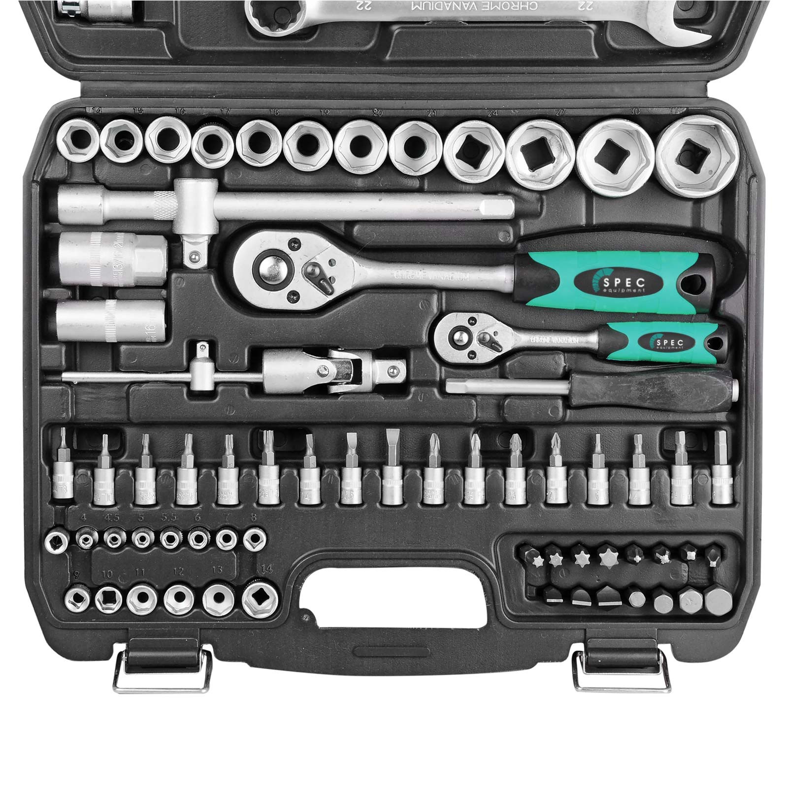 Набор головок бит и ключей 82пр. SPEC (1/4", 1/2", 6 граней) (CK115-82) 4 Набор головок бит и ключей 82пр. SPEC (1/4", 1/2", 6 граней) (CK115-82) — изображение 4