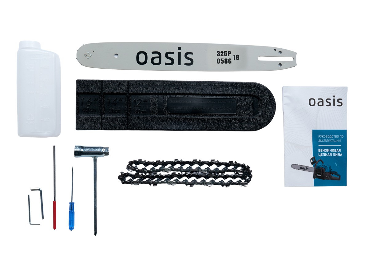 Бензопила Oasis GS-5618 (2,8кВт, 3,8лс, 56см3, 45см/18", 0,325", 1,5мм, 72зв., праймер, кожух шины) 8 325"