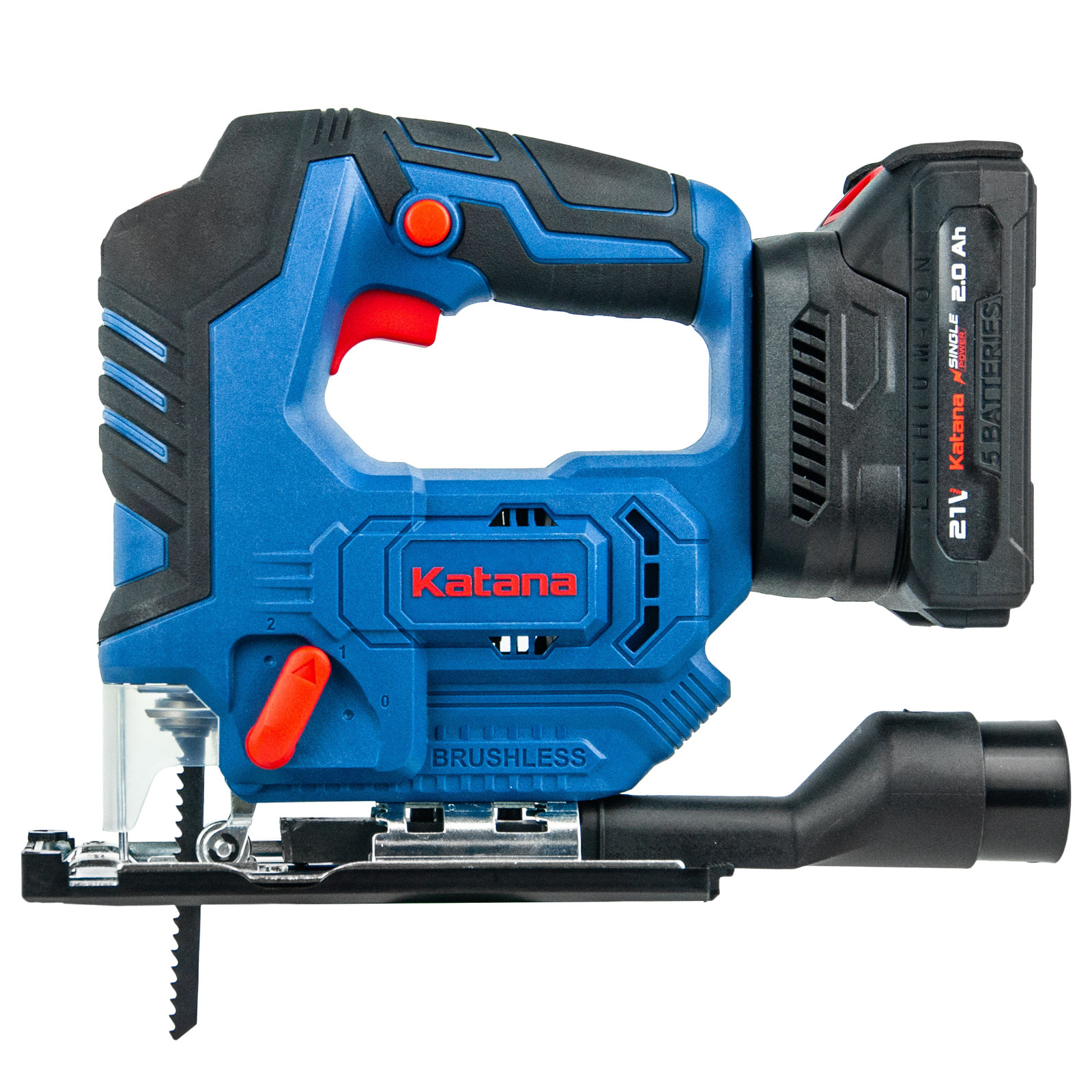 Лобзик аккумуляторный KATANA AL8351S (Бесщеточный, 21В, 1 акк, 2Ач, пропил до 65мм, SDS, маятн. ход, 4 2Ач