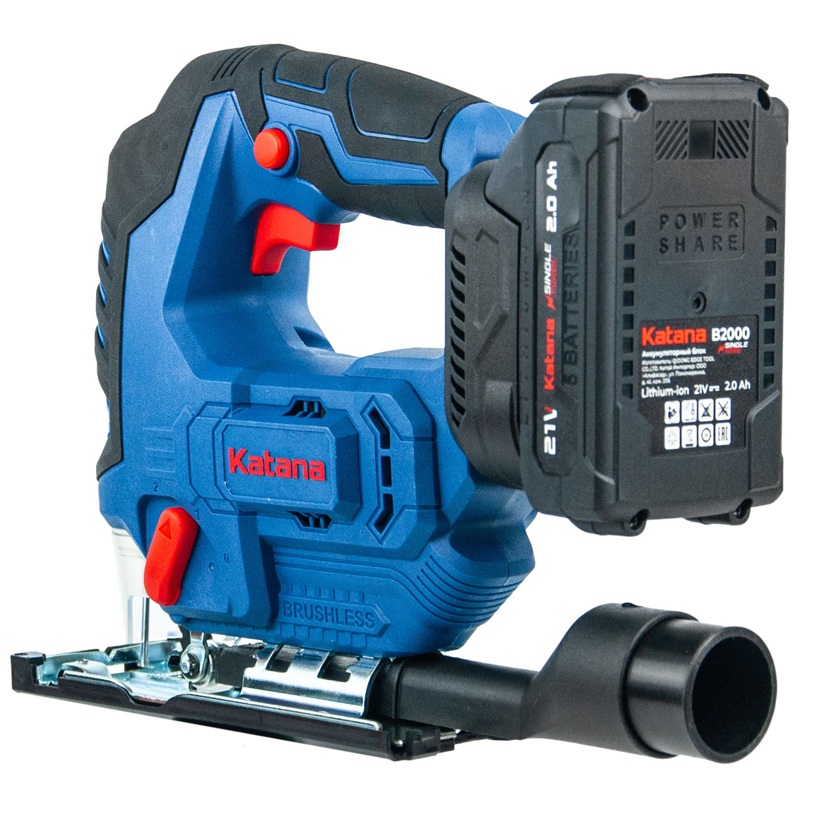 Лобзик аккумуляторный KATANA AL8351S (Бесщеточный, 21В, 1 акк, 2Ач, пропил до 65мм, SDS, маятн. ход, 7 маятн. ход