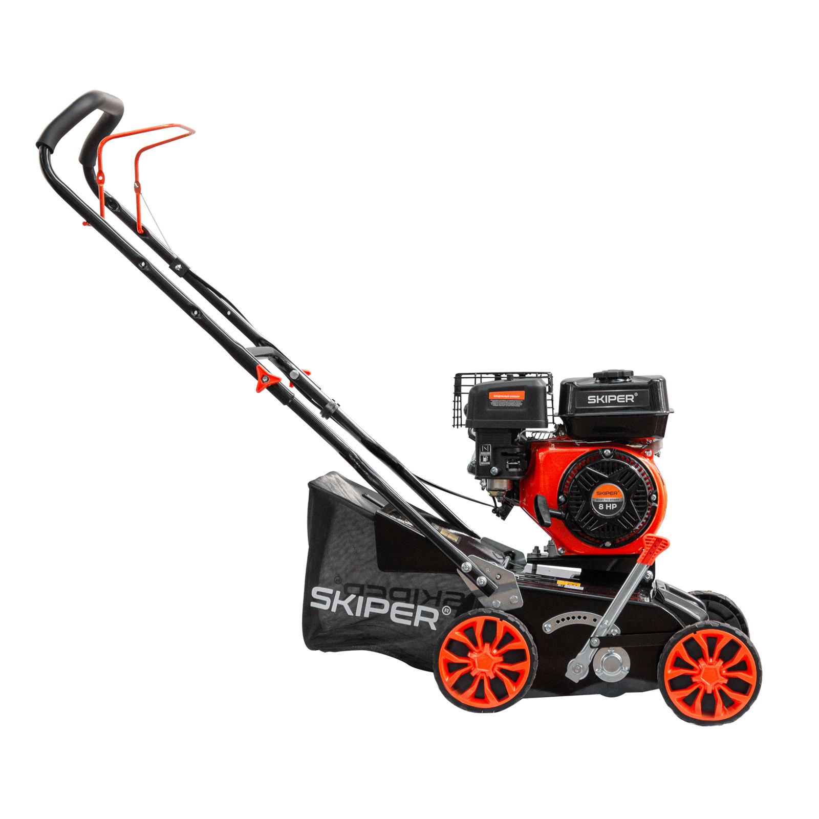 Аэратор-скарификатор Skiper AS400 (шир 40 см, 8 лс, 8 уров.обработки, ручн.привод, травосб.45 см) 4 ручн.привод