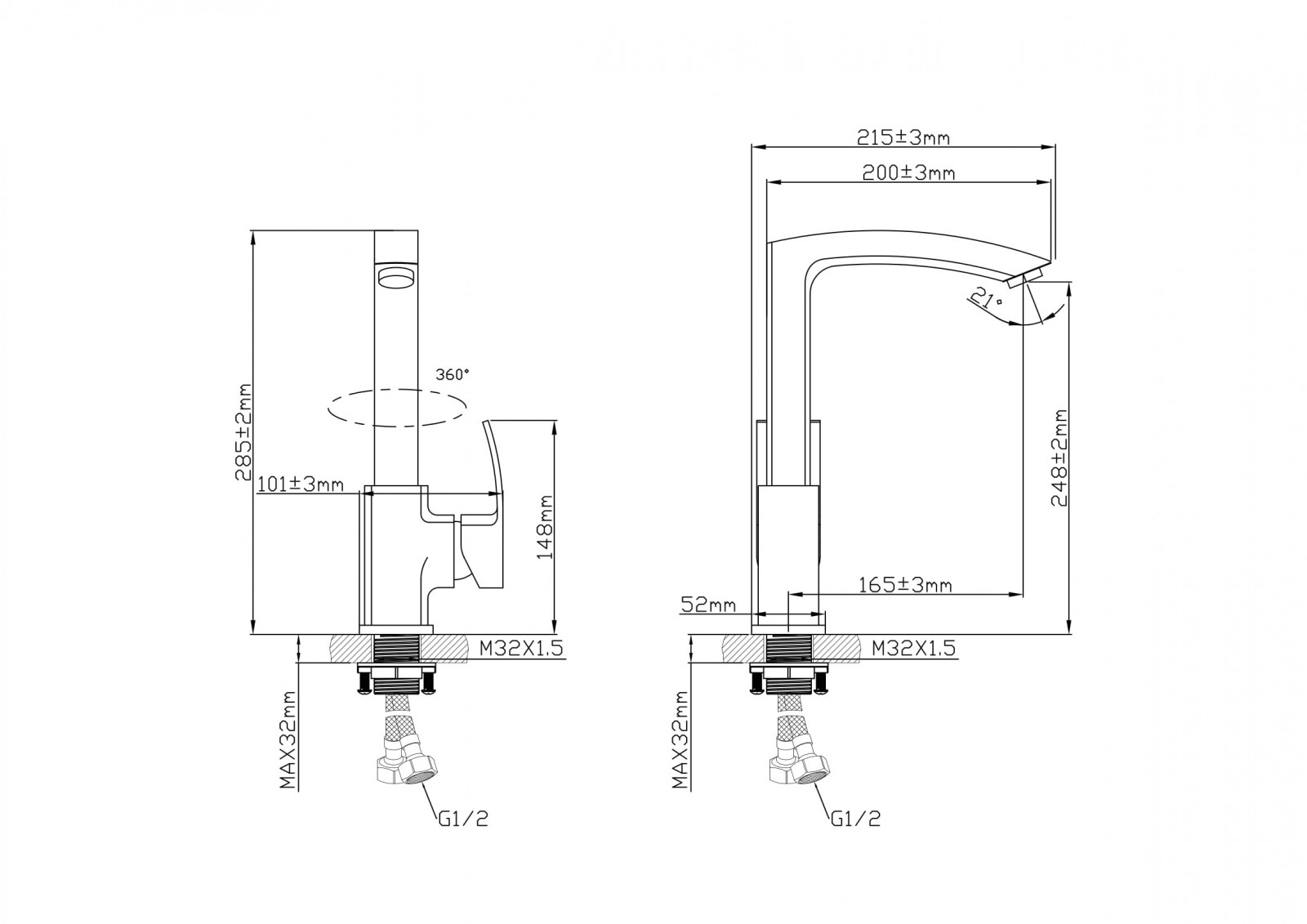 Смеситель латунный для кухни "Oasis" L1012GM (М32×1,5, 24,8см) 2 5